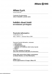 Allianz Ras - Solidita' Clienti Fedeli Investimento Privilegiato Tariffa R4U-Cf - Modello 7340-cf Edizione 03-2008 [46P]