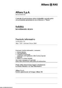 Allianz Ras - Solidita' Tariffa R3U-2 - Modello 7339 Edizione 03-2008 [60P] 