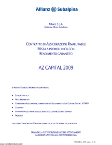 Allianz Subalpina - Az Capital 2009 - Modello azr1001 Edizione 09-09-2009 [33P]
