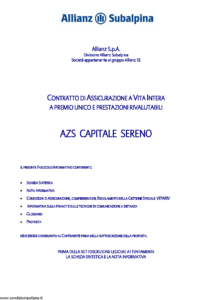 Allianz Subalpina - Azs Capitale Sereno - Modello azscr002 Edizione 31-05-2011 [33P]