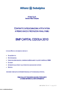 Allianz Subalpina - Bmp Capital Cedola 2010 - Modello bmpcc001 Edizione 31-03-2010 [37P]