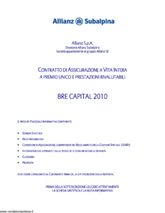 Allianz Subalpina - Bre Capital 2010 - Modello bre0020911 Edizione 29-08-2011 [36P]