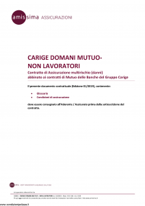 Amissima - Carige Domani Mutuo Non Lavoratori - Modello 43409-141c-ba Edizione 01-2019 [15P]
