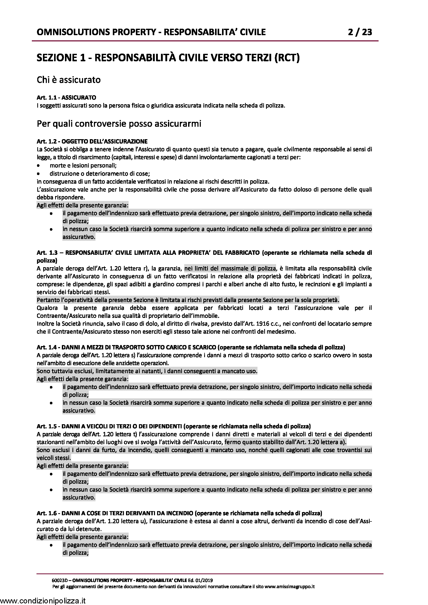 Amissima - Omnisolutions Property Responsabilita' Civile ...
