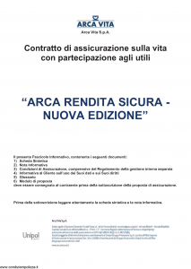 Arca Vita - Arca Rendita Sicura Nuova Edizione - Modello nd Edizione 31-05-2016 [36P]