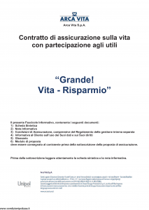 Arca Vita - Grande Vita Risparmio - Modello nd Edizione 01-01-2016 [44P]