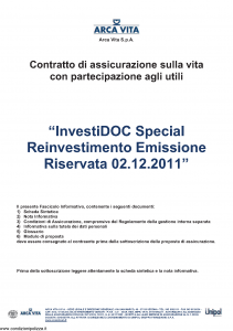 Arca Vita - Investidoc Special Reinvestimento - Modello nd Edizione 02-12-2011 [39P]