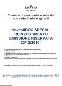 Arca Vita - Investidoc Special Reinvestimento - Modello nd Edizione 23-12-2010 [39P]