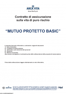 Arca Vita - Mutuo Protetto Basic - Modello nd Edizione 31-05-2012 [31P]