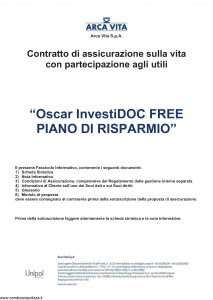 Arca Vita - Oscar Investidoc Free Piano Di Risparmio - Modello nd Edizione 01-01-2016 [43P]