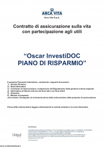 Arca Vita - Oscar Investidoc Piano Di Risparmio - Modello nd Edizione 01-01-2016 [44P]