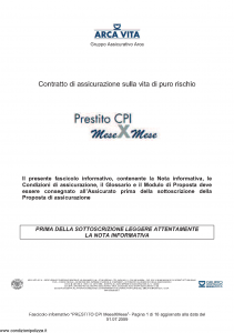 Arca Vita - Prestito Cpi Mese X Mese - Modello nd Edizione 01-07-2009 [44P]
