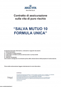 Arca Vita - Salva Mutuo 10 Formula Unica - Modello nd Edizione 01-10-2015 [29P]