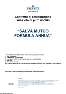 Arca Vita - Salva Mutuo Formula Annua - Modello nd Edizione 01-10-2015 [29P]