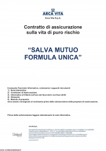 Arca Vita - Salva Mutuo Formula Unica - Modello nd Edizione 01-10-2015 [29P]