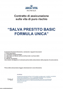 Arca Vita - Salva Prestito Basic Formula Unica - Modello nd Edizione 01-10-2015 [28P]