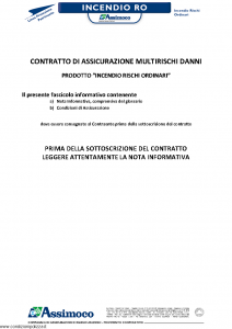 Assimoco - Incendio Rischi Ordinari - Modello d-196-cg-01 Edizione 05-2014 [25P]