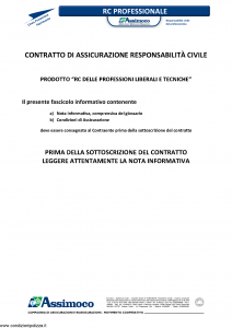 Assimoco - Rc Delle Professioni Liberali E Tecniche - Modello d-375-cg-01 Edizione 04-2013 [21P]