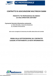 Assimoco - Rc Professionale Del Medico E Dell'Operatore Sanitario - Modello d-363-cg-01 Edizione 05-2014 [17P]