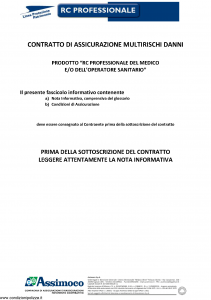 Assimoco - Rc Professionale Del Medico E Dell'Operatore Sanitario - Modello d-363-cg-01 Edizione 05-2016 [18P]