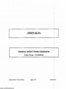 Assitalia - Gestione Sinistri Tutela Giudiziaria Codice Norma Natg004-01 [SCAN] [5P]