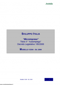 Assitalia - Sviluppo Italia Microimpresa Titolo 2 Autoimpiego - Modello 12304 Edizione 2004 [18P]