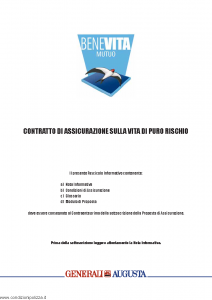 Augusta - Benevita Mutuo Contratto Di Assicurazione Sulla Vita Di Puro Rischio - Modello av1125e.114 Edizione 01-01-2014 [32P]