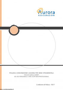 Aurora - Polizza Convenzione Leasing Per Beni Strumentali - Modello u5017a Edizione 01-12-2005 [20P]