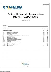 Aurora - Polizza Italiana Assicurazione Merci Trasportate - Modello u-cg83 Edizione 04-2011 [9P]