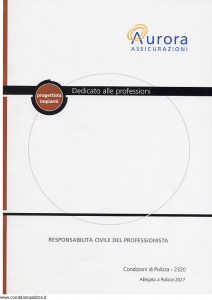 Aurora - Progettista Impianti Dedicato Alle Professioni Responsabilita' Civile Del Professionista - Modello u2320c Edizione 01-04-2004 [9P]