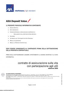 Axa - Axa Deposit Value - Modello 4743 Edizione 03-2009 [40P]