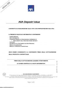Axa - Axa Deposit Value - Modello 4743 Edizione 07-2008 [40P]