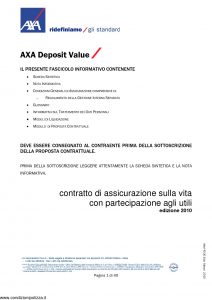 Axa - Axa Deposit Value - Modello 4743 Edizione 2010 [41P]
