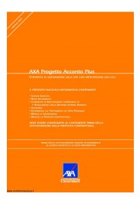 Axa - Axa Progetto Acconto Plus - Modello 4724 Edizione 19-11-2007 [42P]