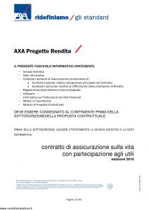 Axa - Axa Progetto Rendita - Modello 4624 Edizione 2010 [62P]