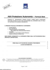 Axa - Axa Protezione Autonomia Formula Base - Modello 9062 Edizione 02-10-2006 [50P]