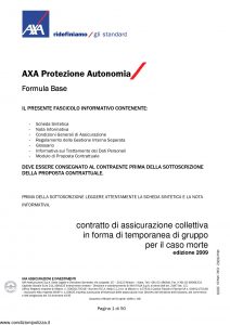 Axa - Axa Protezione Autonomia Formula Base - Modello 9062 Edizione 31-03-2009 [50P]