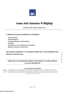 Axa - Index Axa Selection 4 Replay - Modello 4697 Edizione 01-2007 [42P]