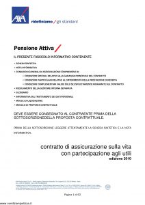 Axa - Pensione Attiva - Modello 4001 Edizione 2010 [62P]