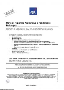 Axa - Piano Di Risparmio Assicurativo A Rendimento Prolungato - Modello 4523 Edizione 30-11-2005 [62P]