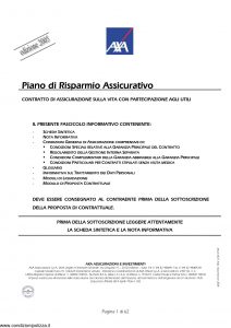 Axa - Piano Di Risparmio Assicurativo - Modello 4523 Edizione 11-2005 [62P]