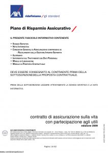 Axa - Piano Di Risparmio Assicurativo - Modello 4530 Edizione 03-2009 [62P]