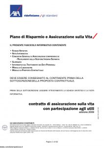 Axa - Piano Di Risparmio E Assicurazione Sulla Vita - Modello 4528 Edizione 2009 [62P]