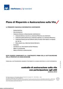 Axa - Piano Di Risparmio E Assicurazione Sulla Vita - Modello 4528 Edizione 2010 [61P]