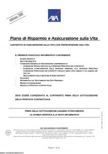 Axa - Piano Di Risparmio E Assicurazione Sulla Vita - Modello 4528 Edizione 31-03-2008 [64P]