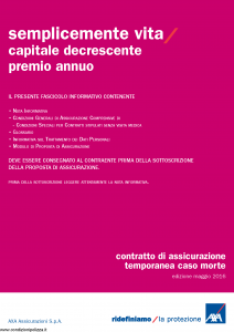 Axa - Semplicemente Vita Capitale Decrescente Premio Annuo - Modello 4809 Edizione 05-2016 [28P]