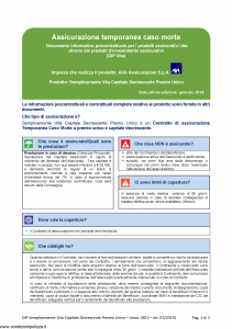 Axa - Semplicemente Vita Capitale Decrescente Premio Unico - Modello 4815 Edizione 01-2019 [32P]