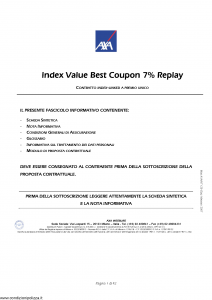 Axa Interlife - Index Value Best Coupon 7 Replay - Modello axa int 129 Edizione 05-2007 [42P]