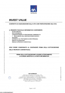 Axa Interlife - Invest Value - Modello axa int 095 Edizione 11-2005 [35P]