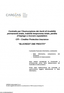 Cargeas - Blucredit One Prestiti - Modello 1467 Edizione 15-06-2015 [32P]